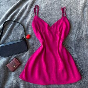 The cutest L Space deep hot pink slip on dress w/cute little embroidered hearts